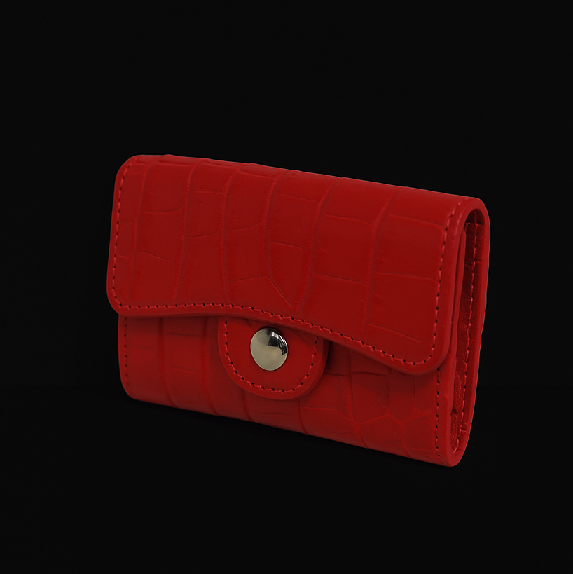 RED CROCODILE LEATHER CARD HOLDER