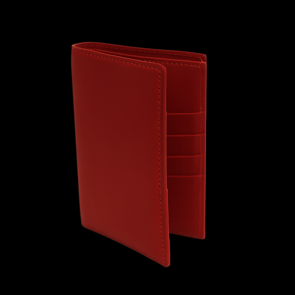 RED CALF LEATHER PASSPORT HOLDER