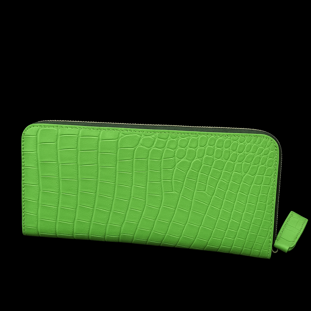 GREEN CROCODILE LEATHER LONG WALLET