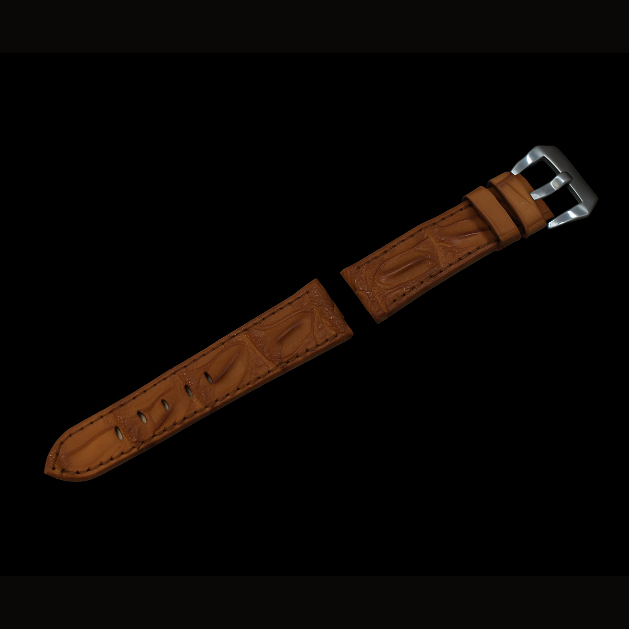 BROWN CROCODILE HORNBACK LEATHER STRAP