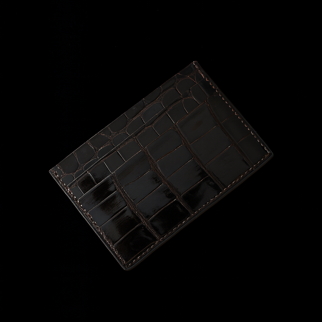 BROWN CROCODILE LEATHER CARD HOLDER