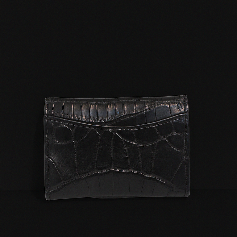 BLACK CROCODILE LEATHER CARD HOLDER