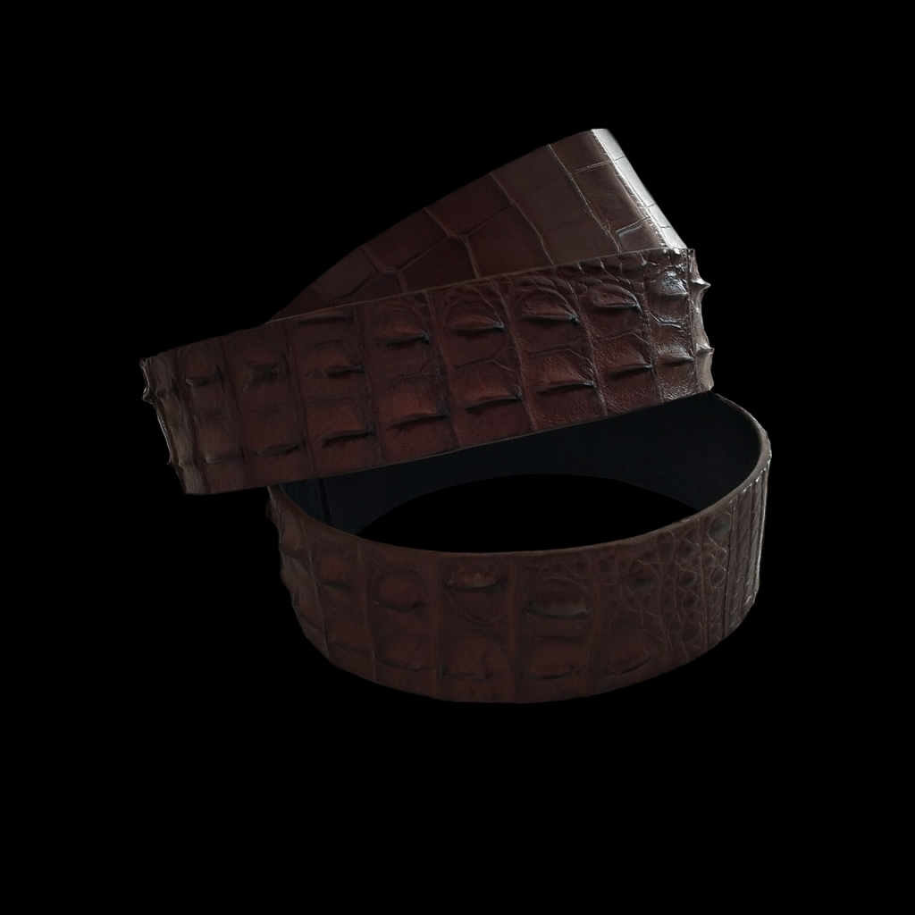 BROWN CROCODILE LEATHER BELT
