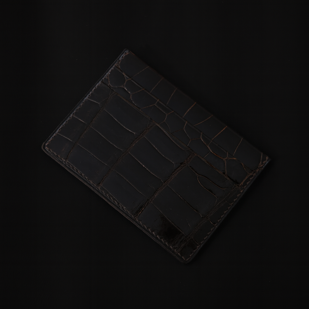 BROWN CROCODILE LEATHER CARD HOLDER