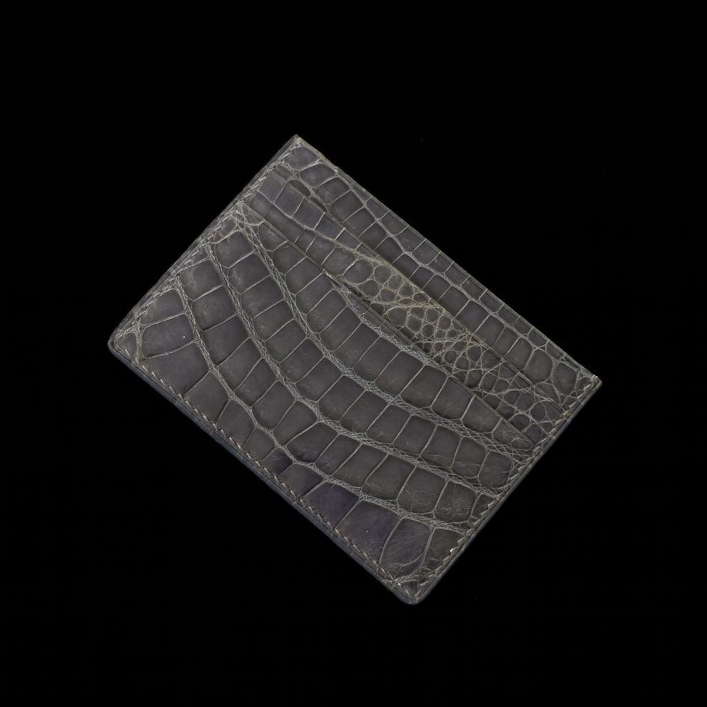 GREY CROCODILE LEATHER CARD HOLDER