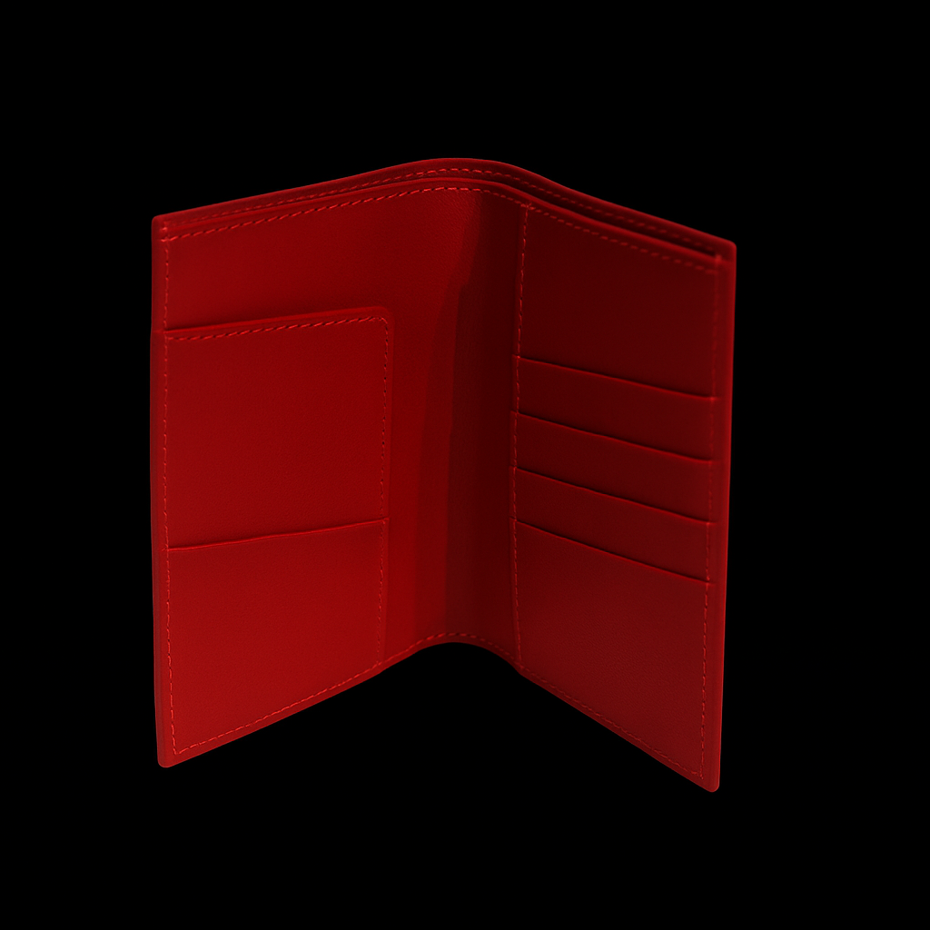 RED CALF LEATHER PASSPORT HOLDER