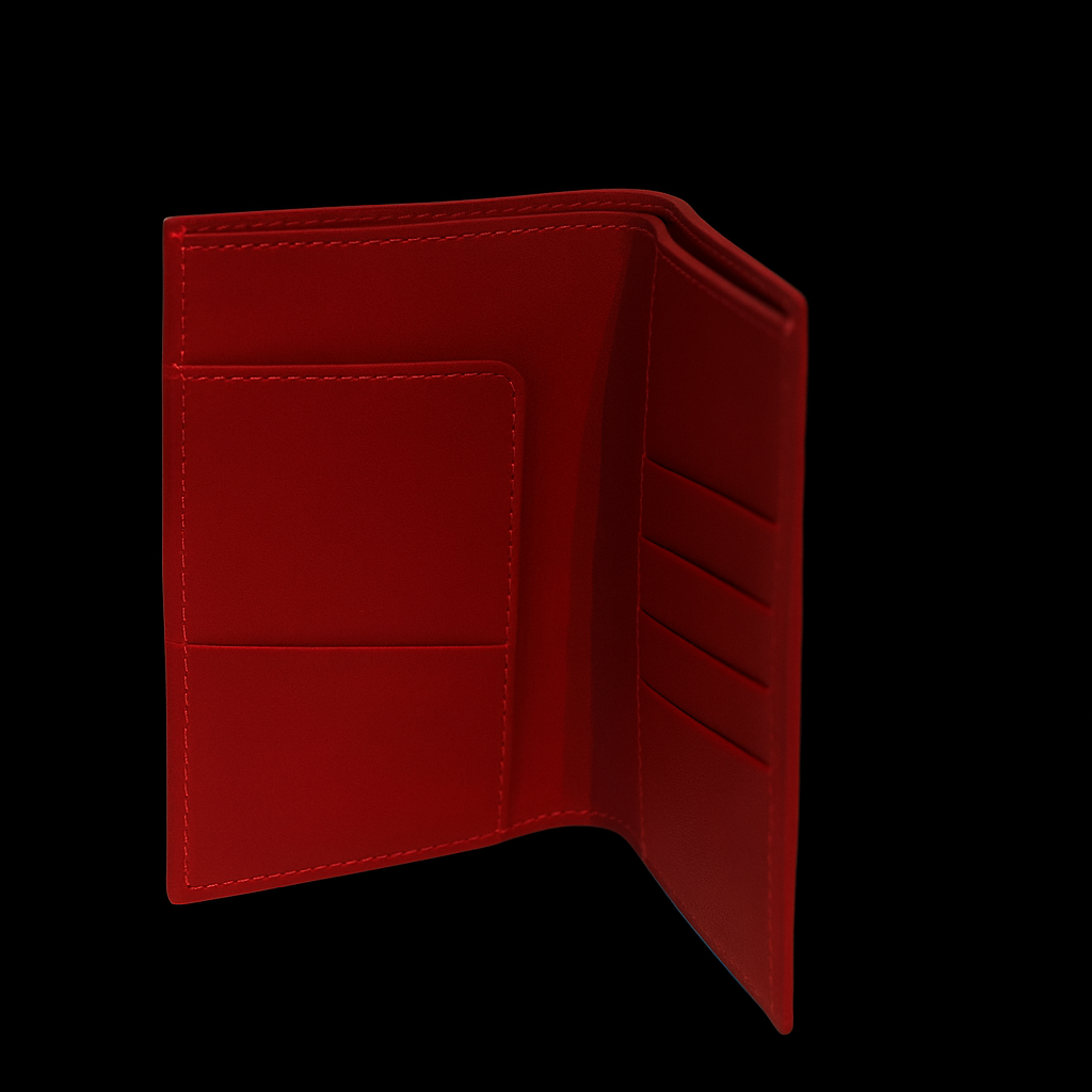 RED CALF LEATHER PASSPORT HOLDER