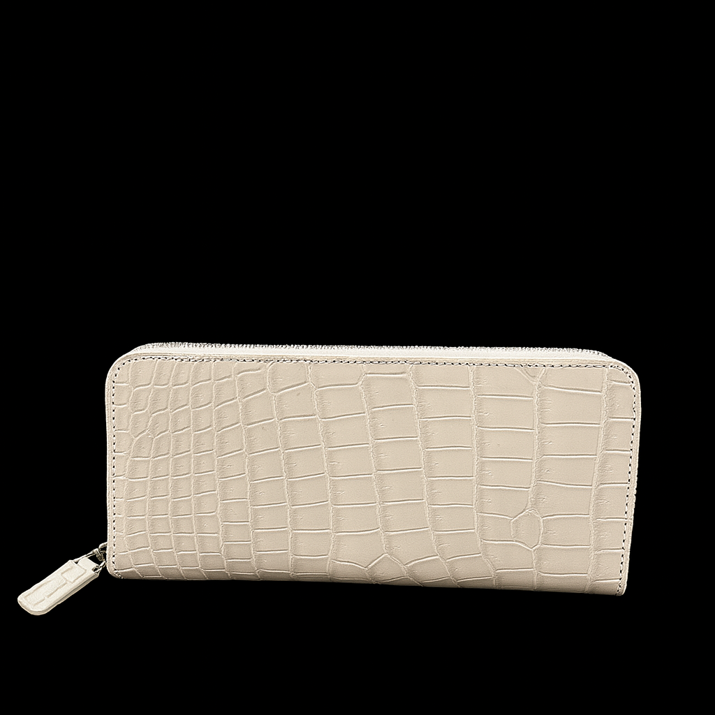 BEIGE CROCODILE LEATHER LONG WALLET