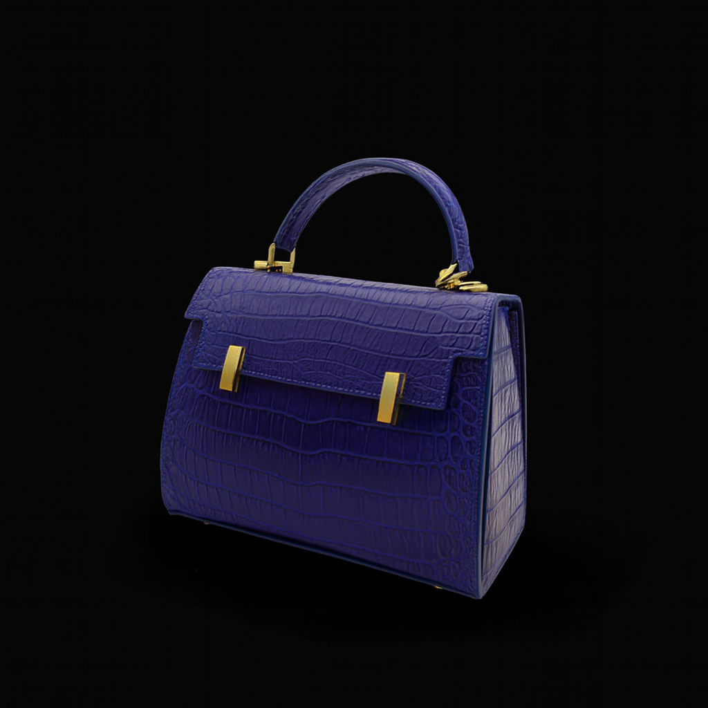 BLUE HANDMADE GENUINE CROCODILE BAG