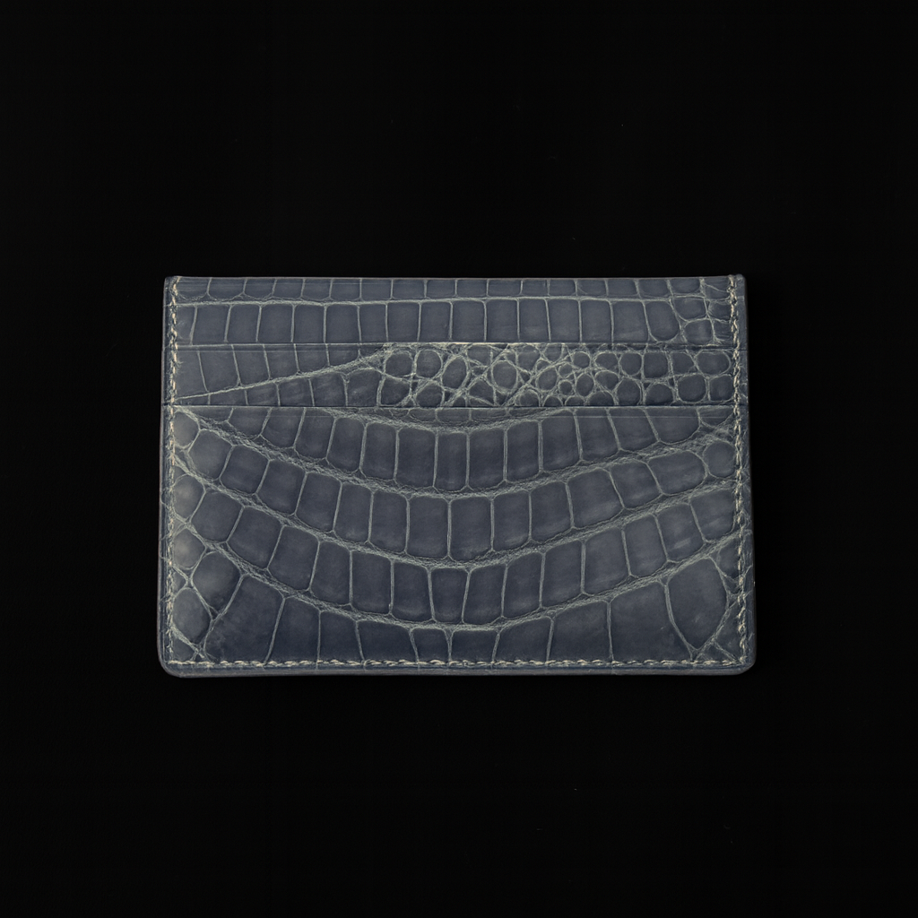 GREY CROCODILE LEATHER CARD HOLDER