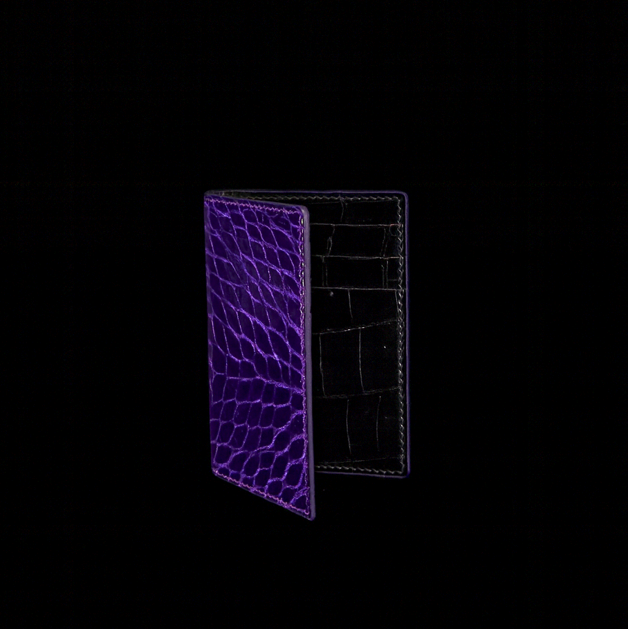 PURPLE CROCODILE LEATHER CARD HOLDER