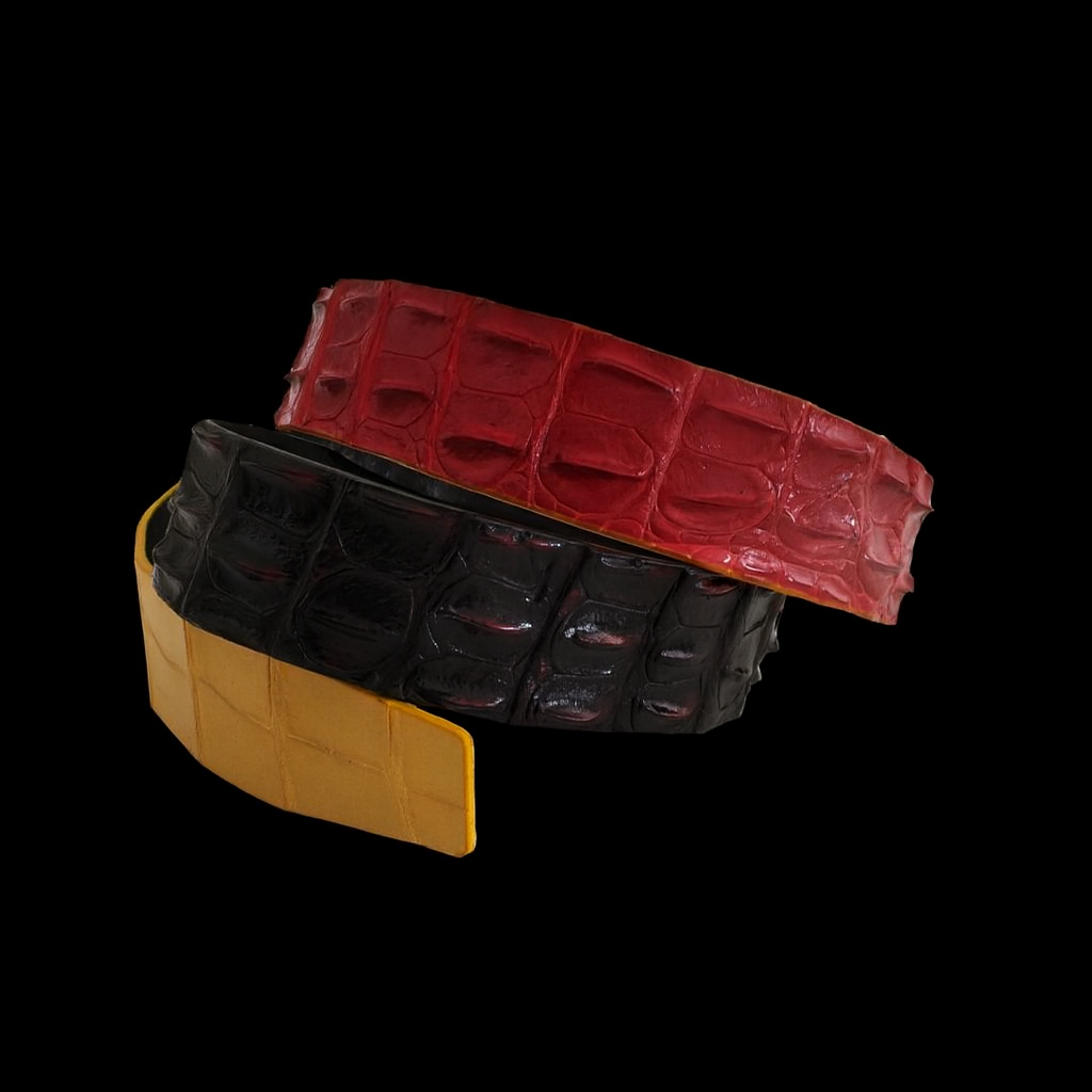 RAINBOW CROCODILE LEATHER BELT