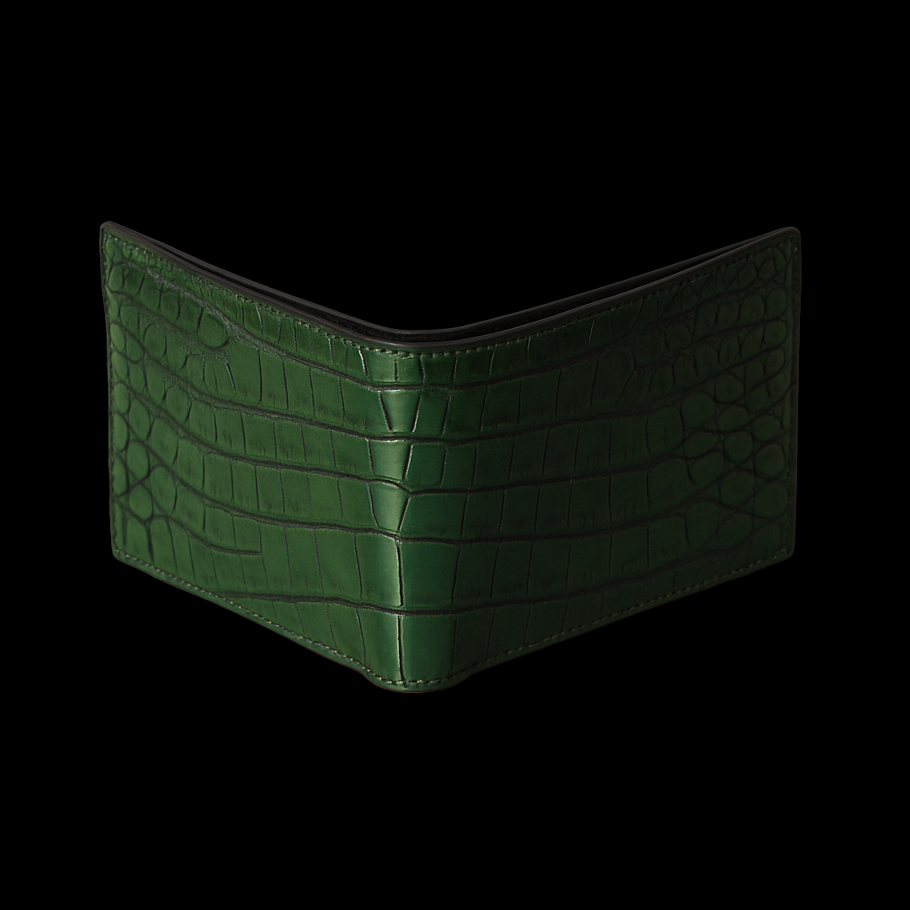 GREEN CROCODILE LEATHER WALLET
