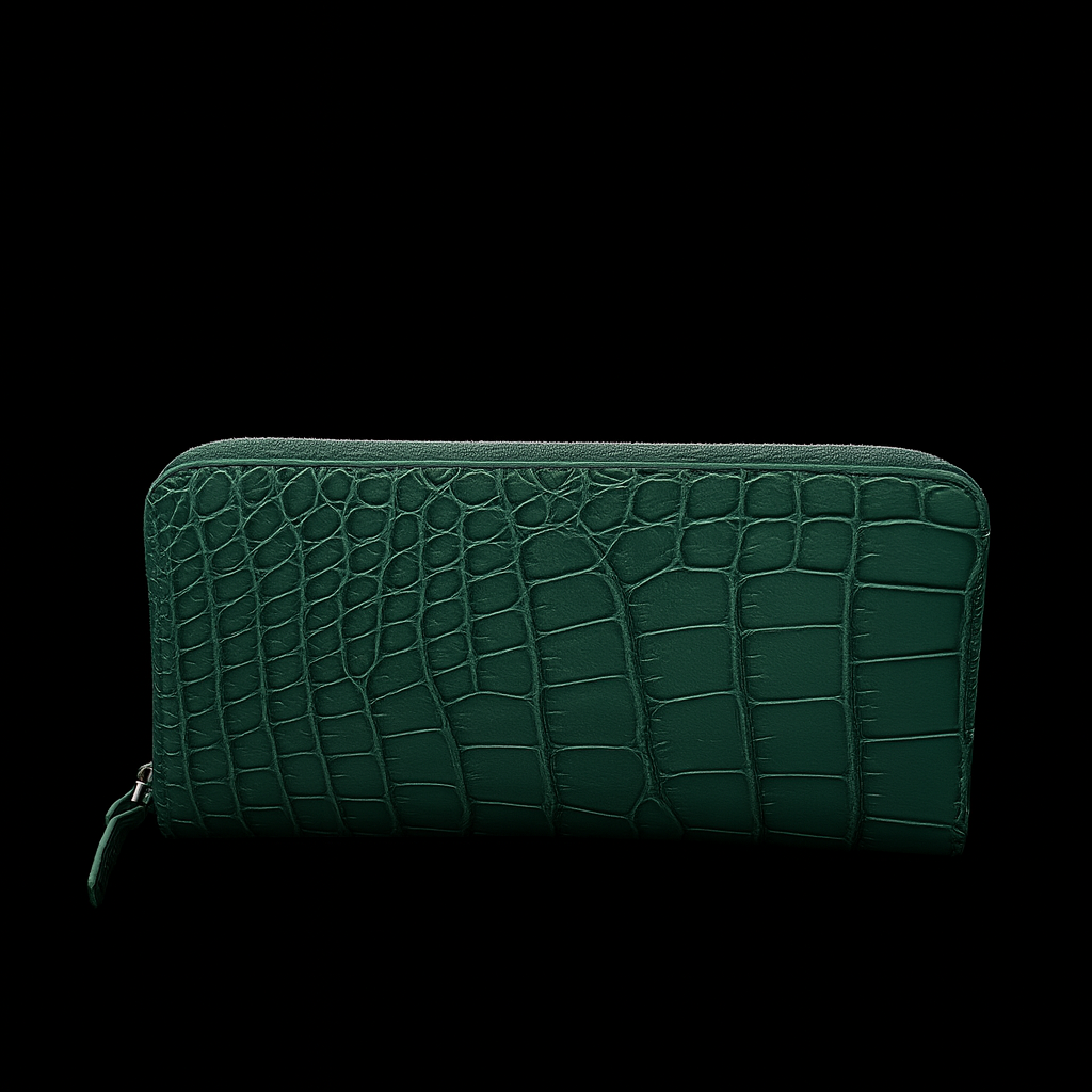GREEN CROCODILE LEATHER LONG WALLET