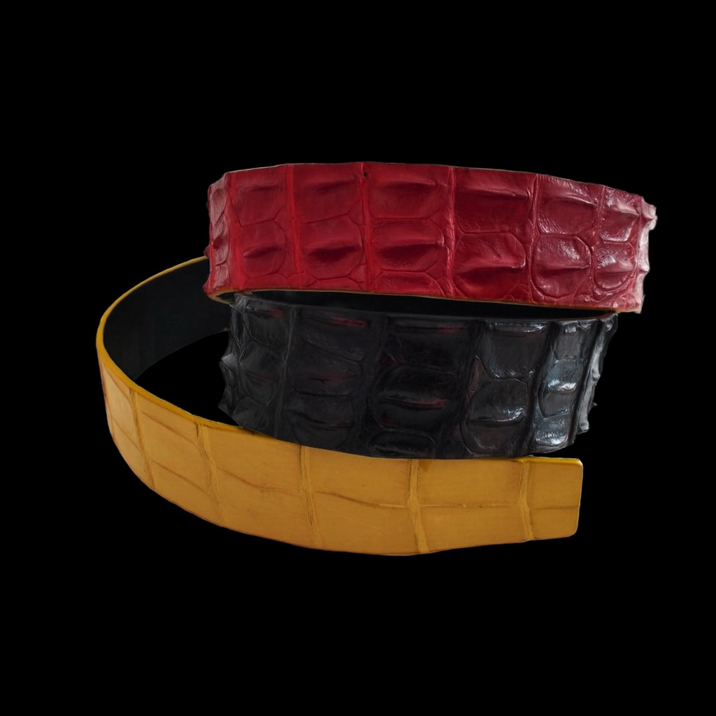 RAINBOW CROCODILE LEATHER BELT