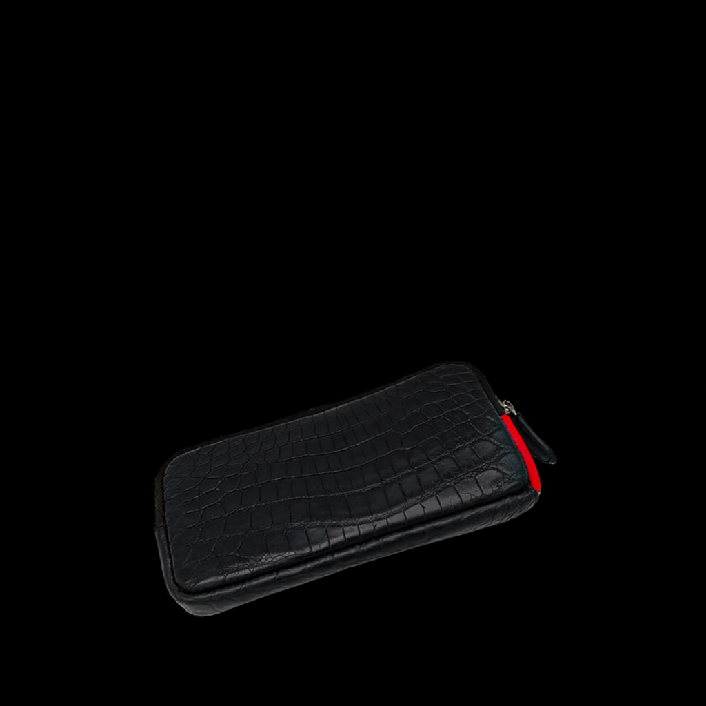 Black Crocodile leather long wallet