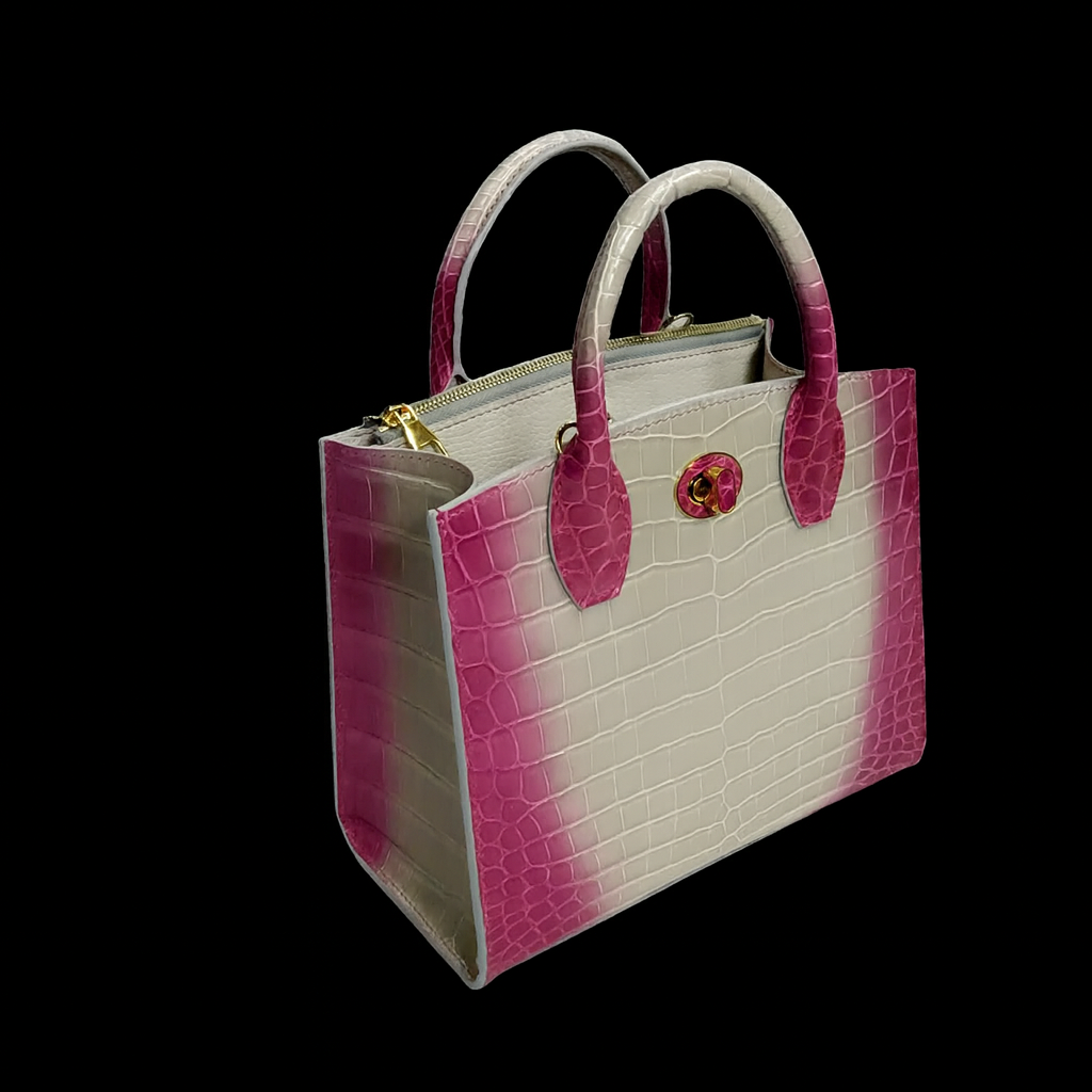 PINK HANDMADE GENUINE CROCODILE BAG
