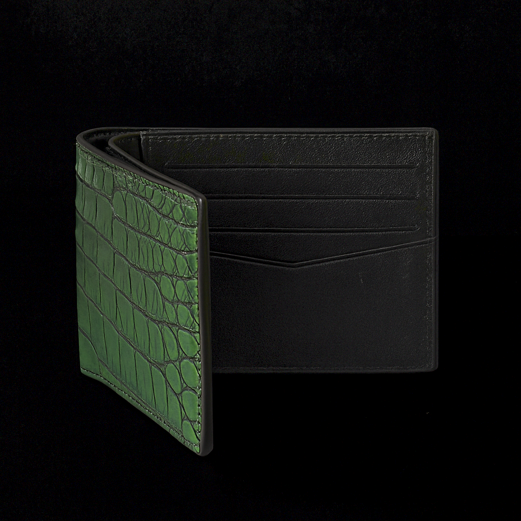 GREEN CROCODILE LEATHER WALLET