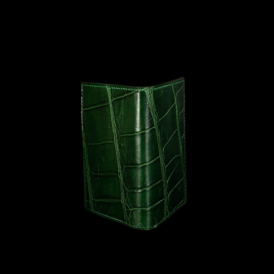 GREEN CROCODILE LEATHER CARD HOLDER