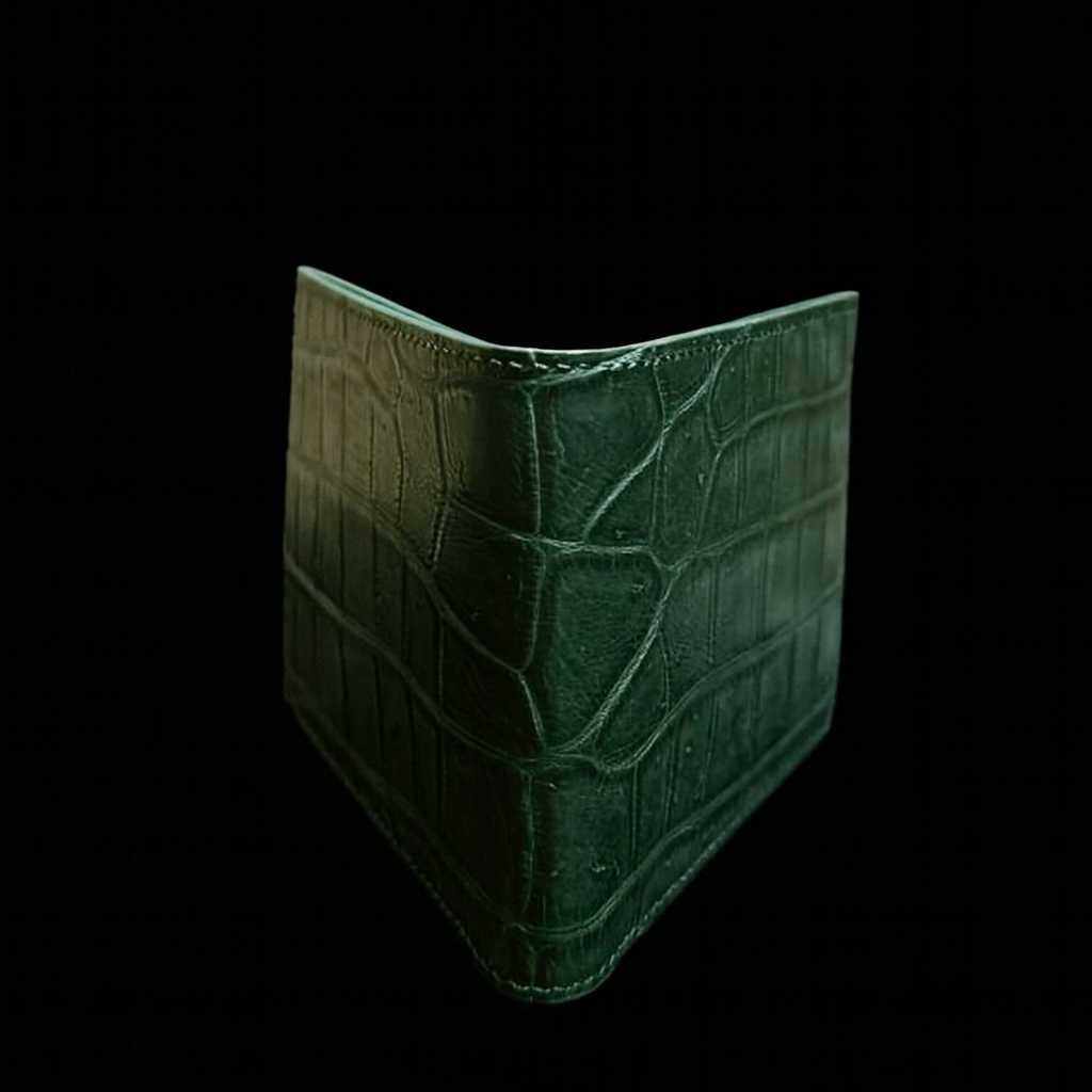 Green Crocodile leather wallet