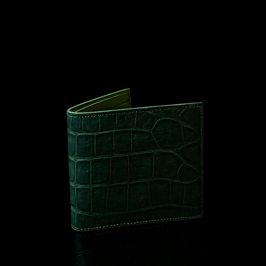 Green Crocodile leather wallet