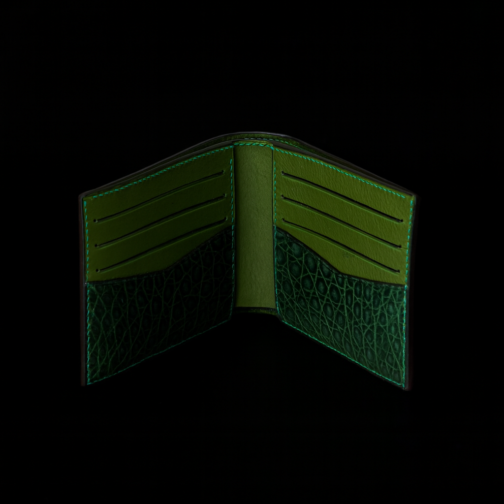 GREEN CROCODILE LEATHER WALLET
