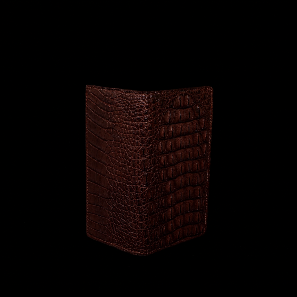 BROWN CROCODILE LEATHER LONG WALLET