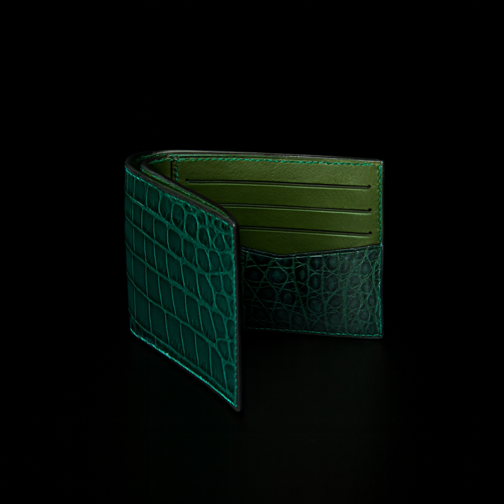 GREEN CROCODILE LEATHER WALLET