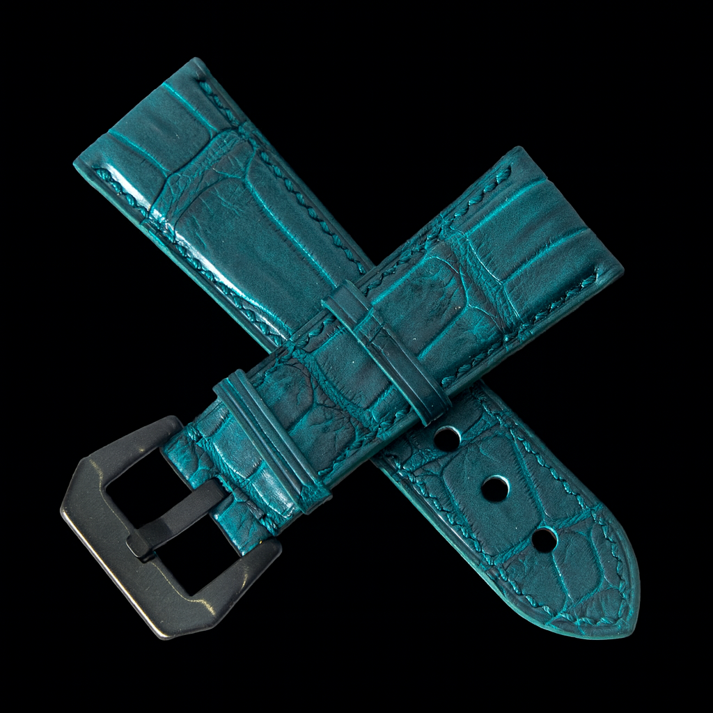 GREEN CROCODILE BELLY LEATHER STRAP