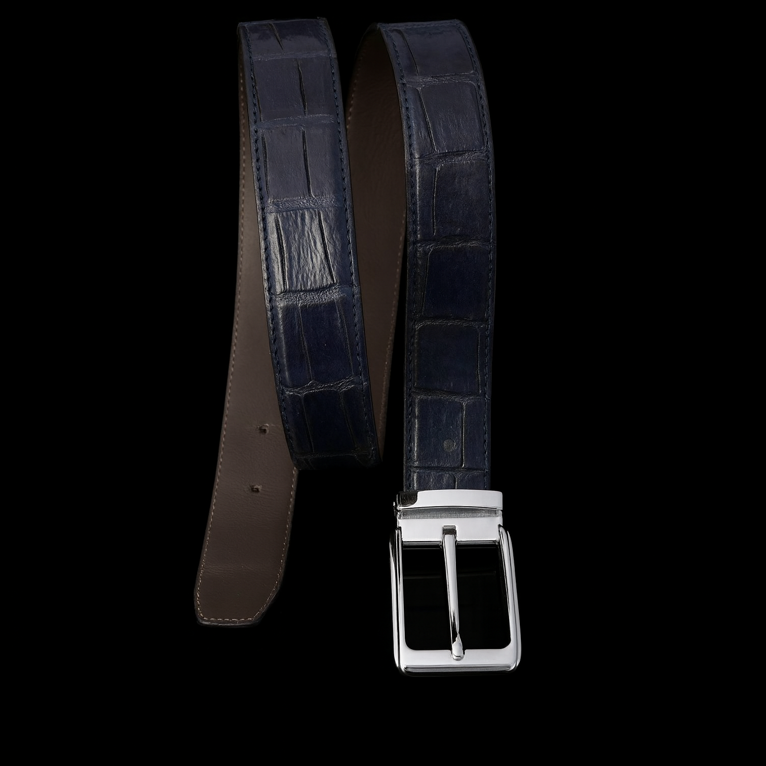 BLUE CROCODILE LEATHER BELT