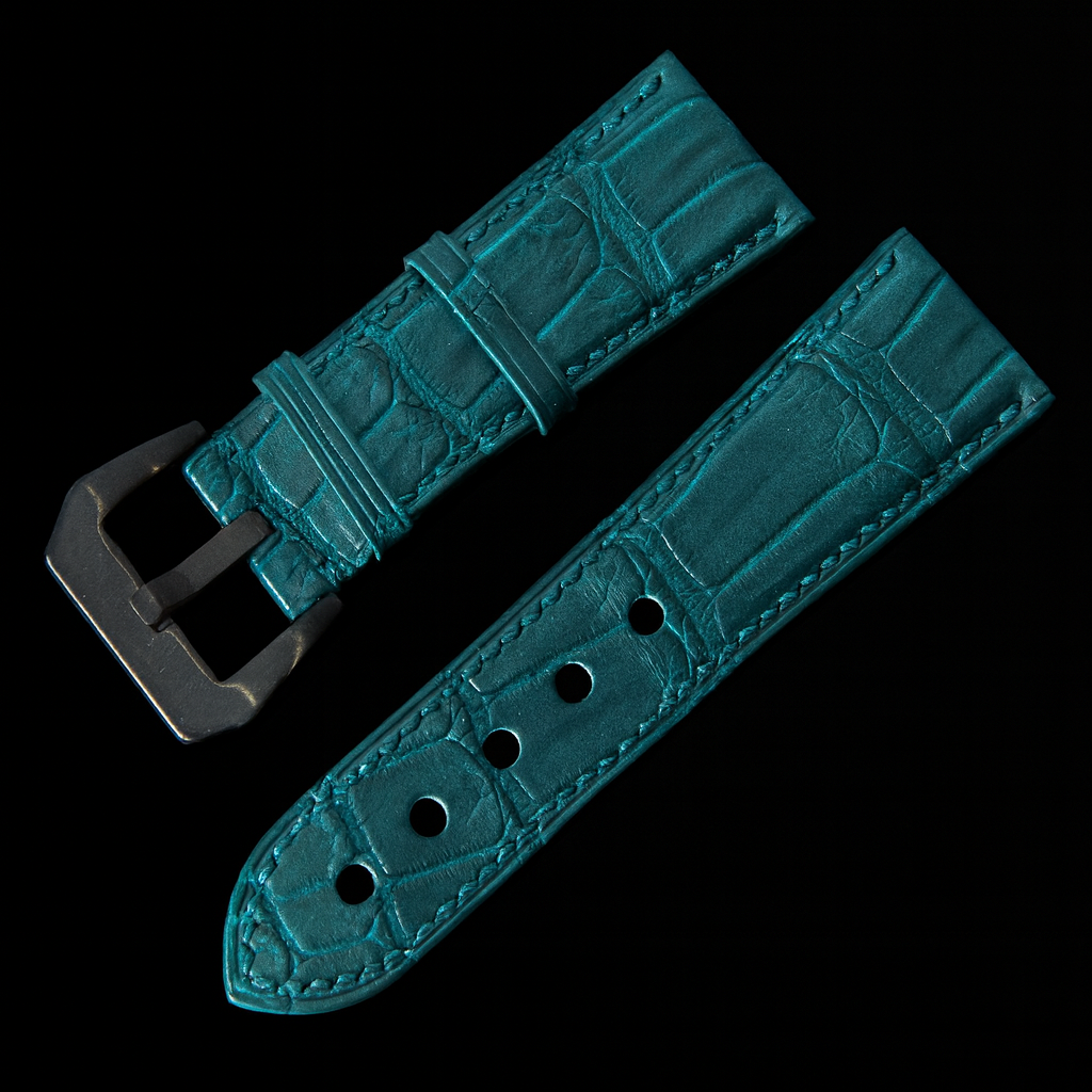 GREEN CROCODILE BELLY LEATHER STRAP