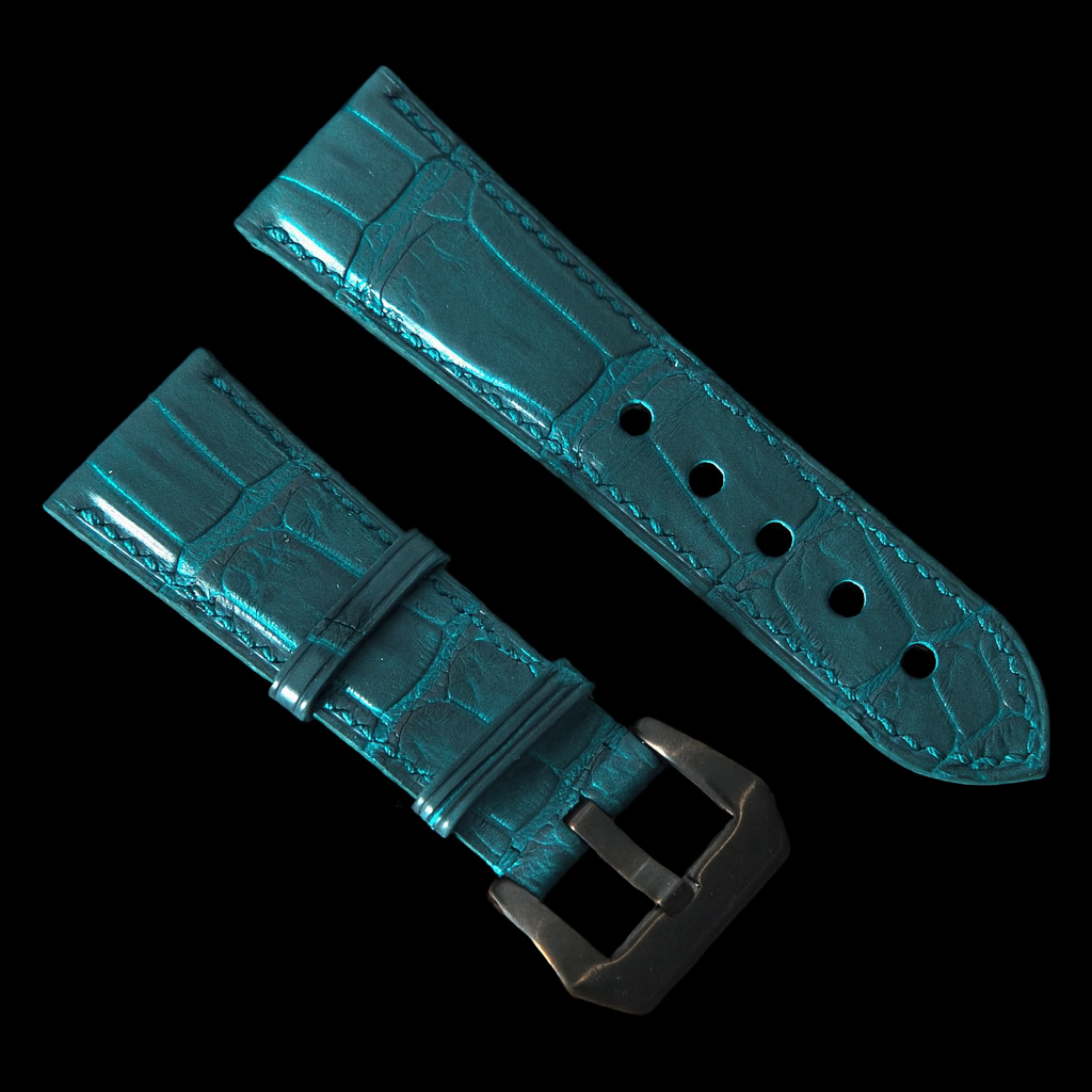 GREEN CROCODILE BELLY LEATHER STRAP