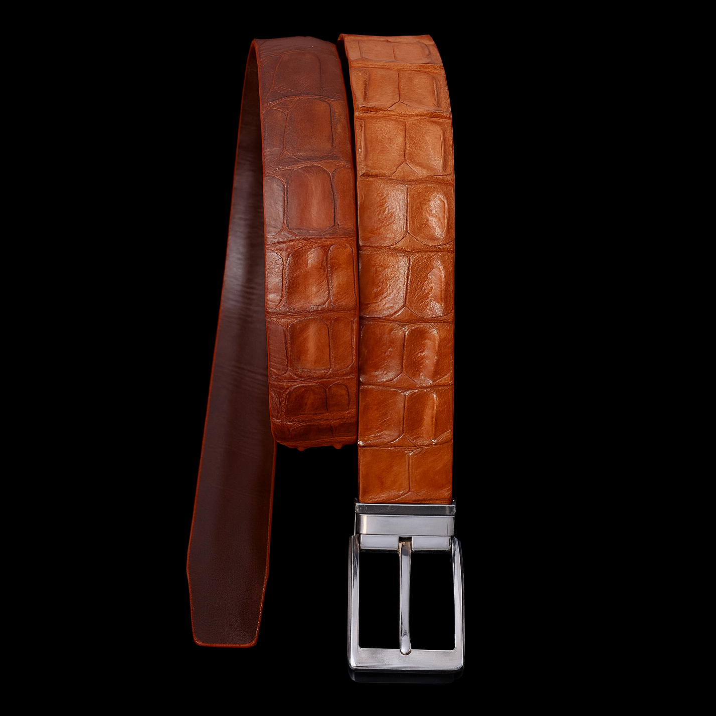 BROWN CROCODILE LEATHER BELT