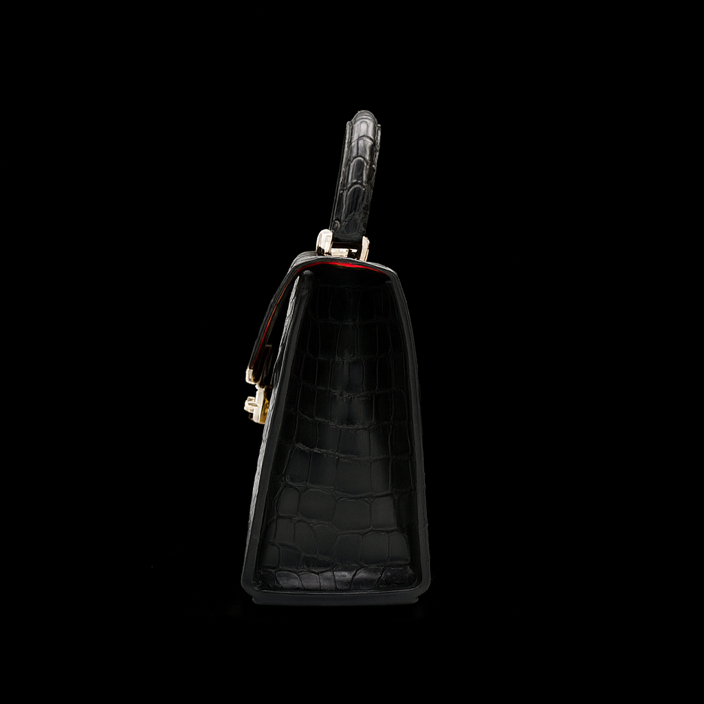 BLACK HANDMADE GENUINE CROCODILE BAG