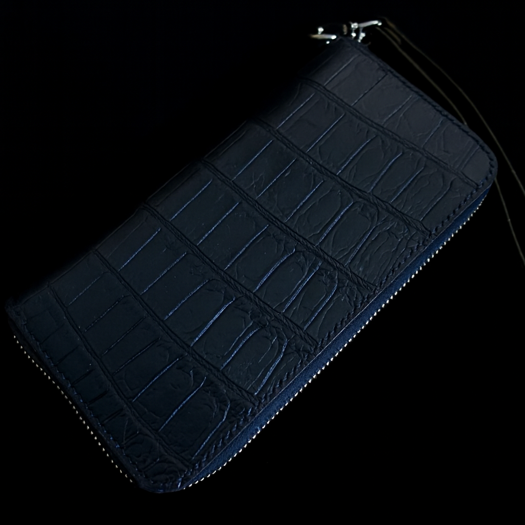BLACK CROCODILE LEATHER LONG WALLET