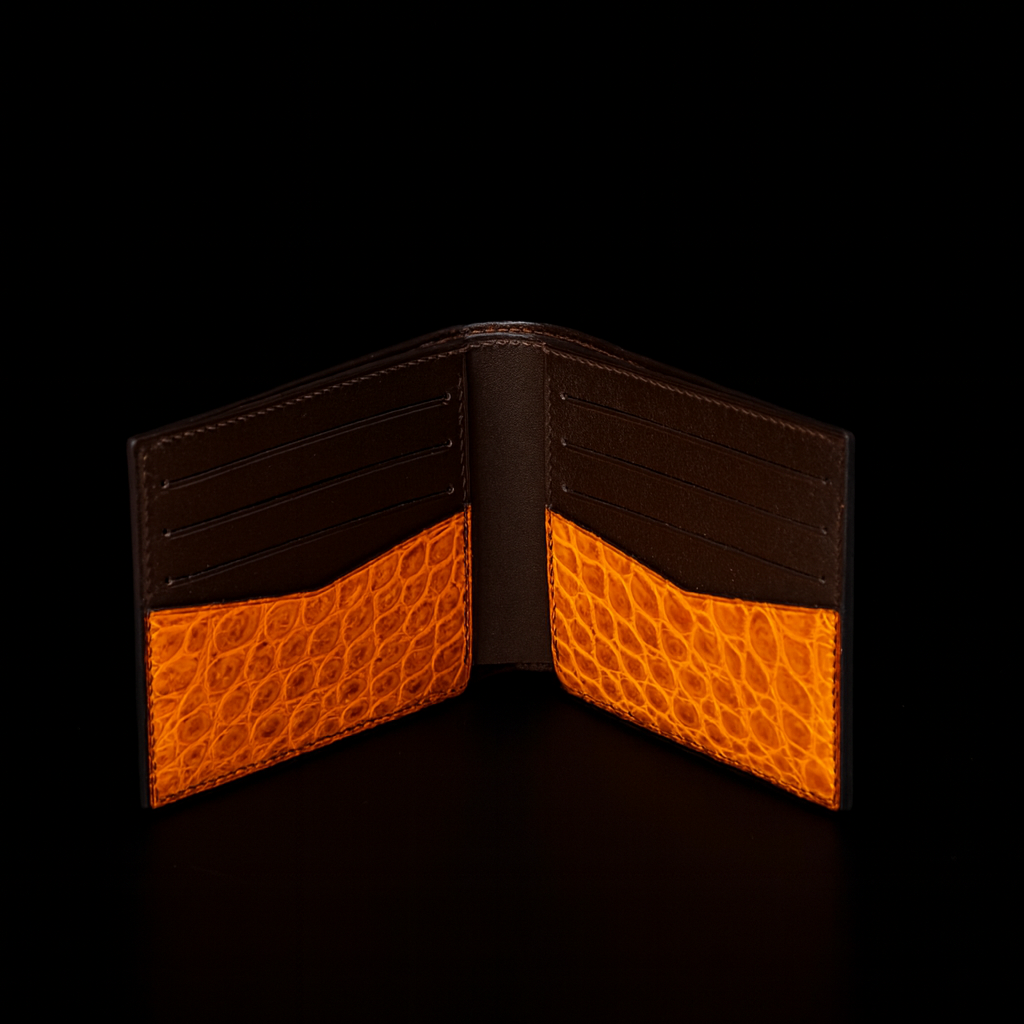 Orange Crocodile leather wallet