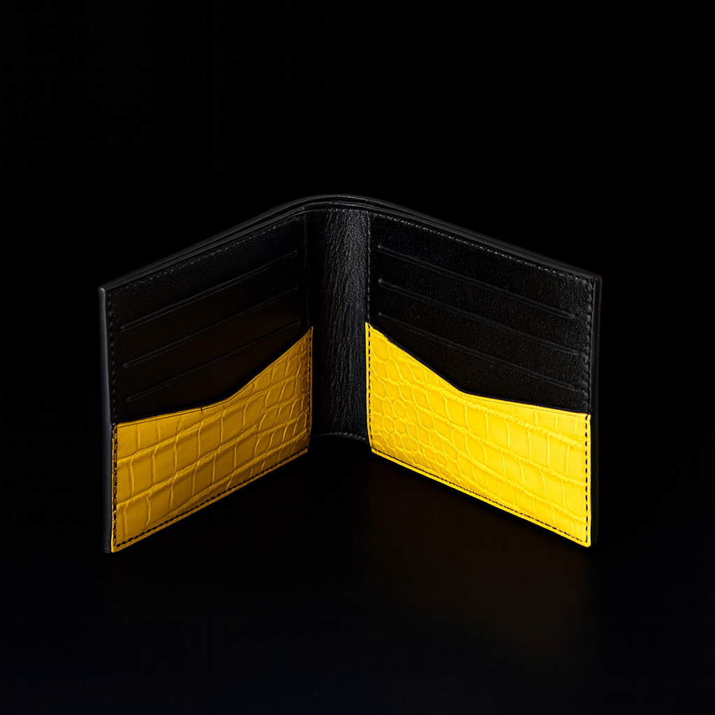 Yellow Crocodile leather wallet