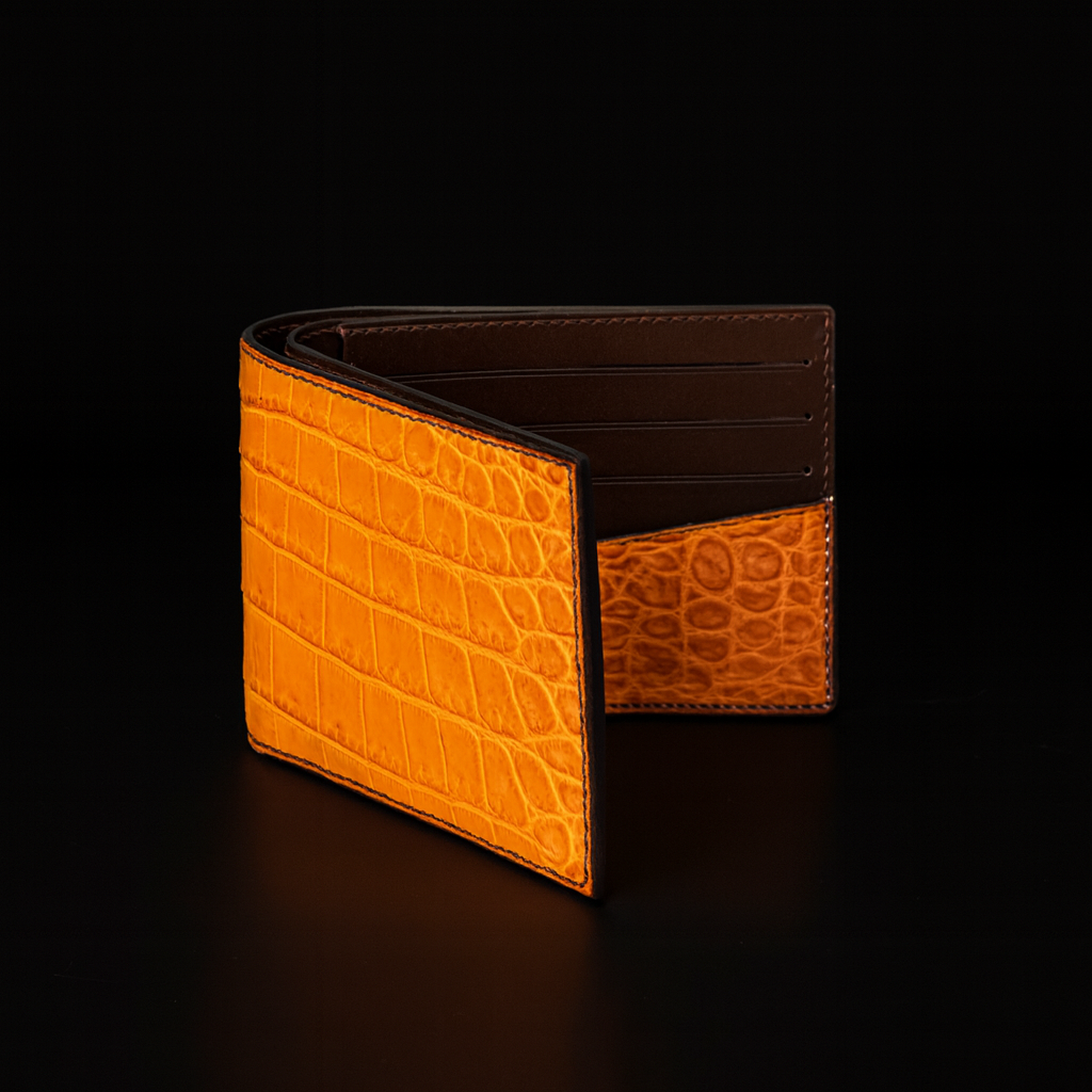 Orange Crocodile leather wallet