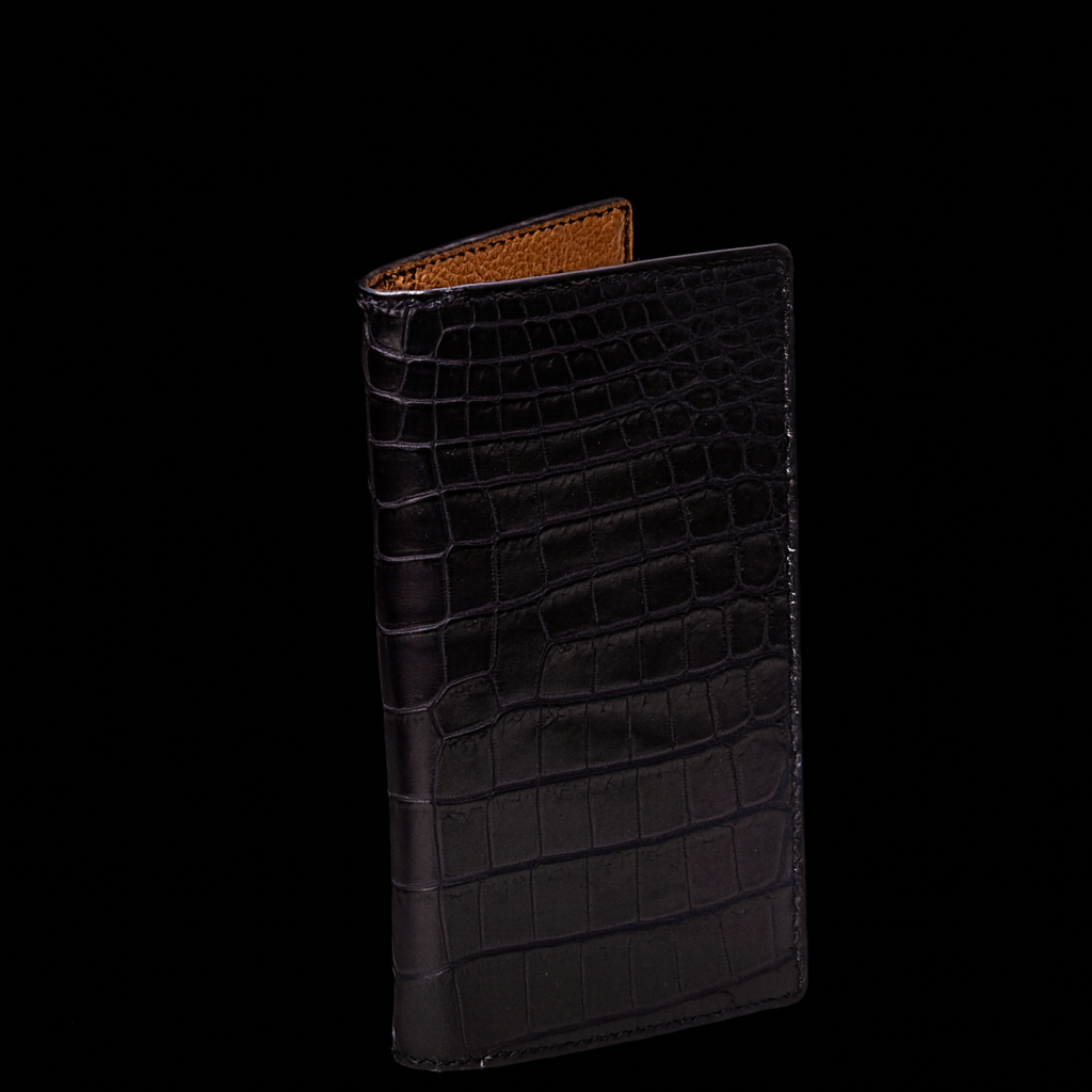 Black Crocodile leather long wallet