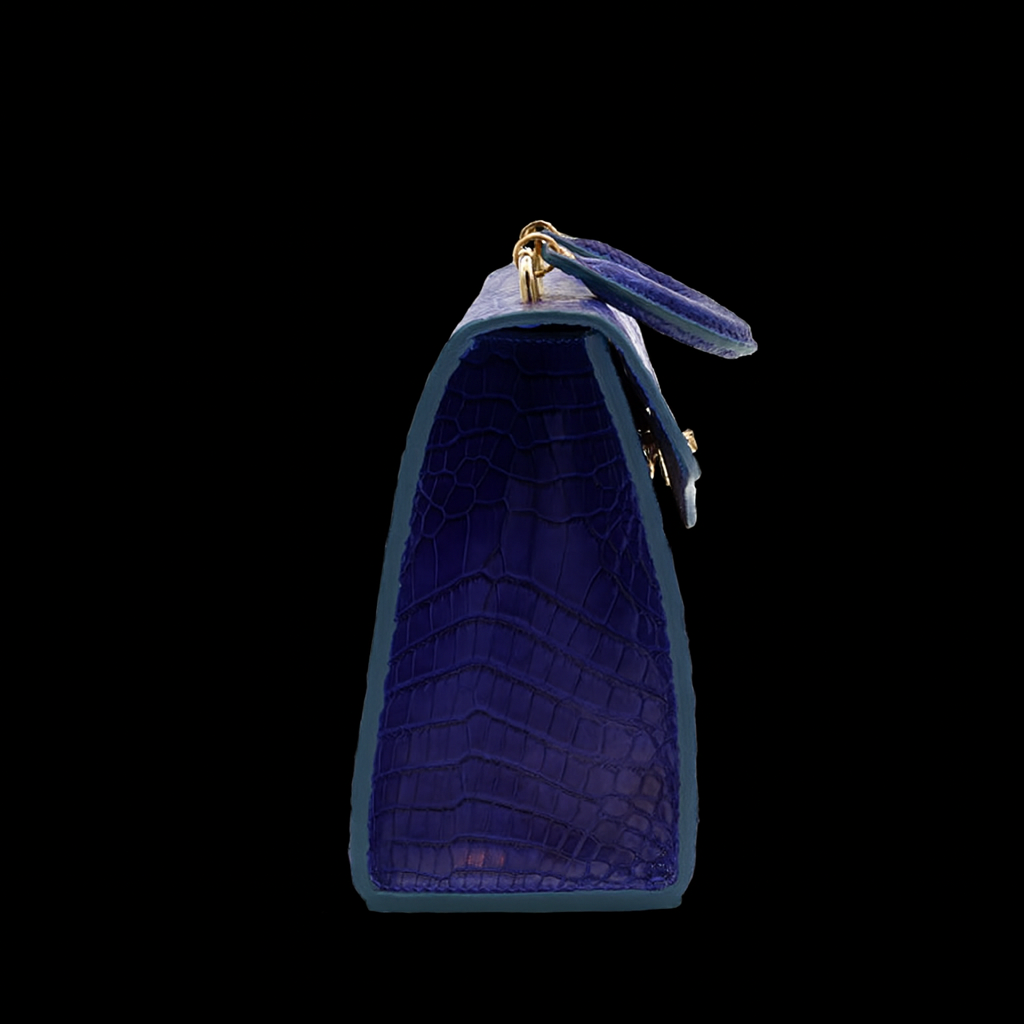BLUE HANDMADE GENUINE CROCODILE BAG