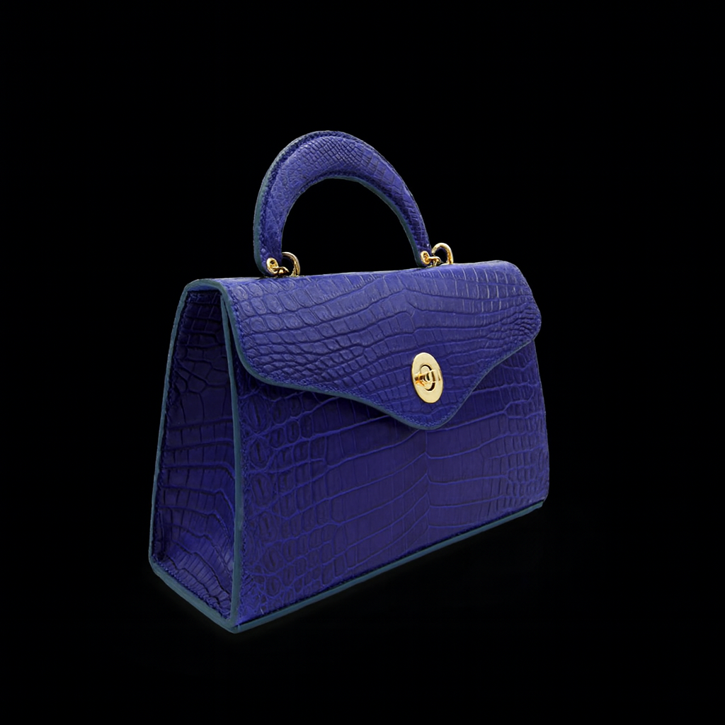 BLUE HANDMADE GENUINE CROCODILE BAG