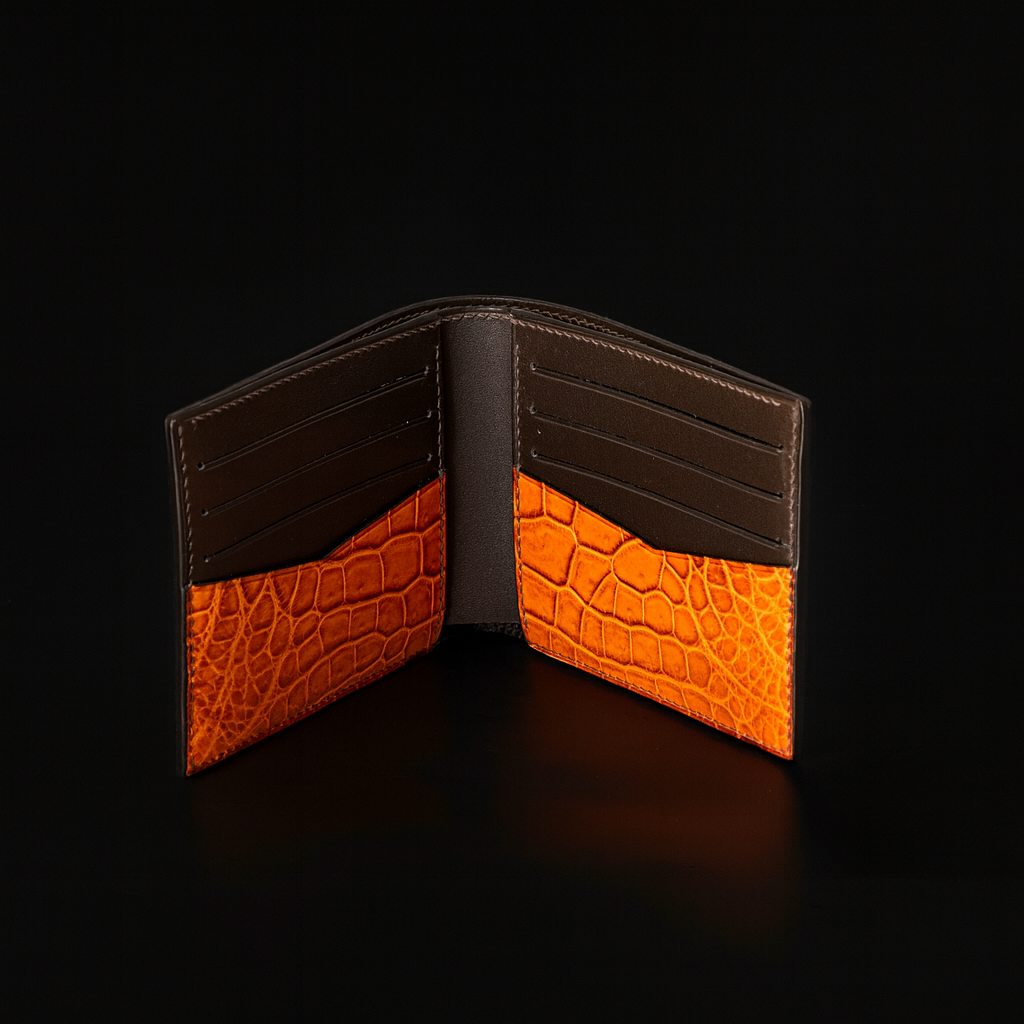 Orange Crocodile leather wallet
