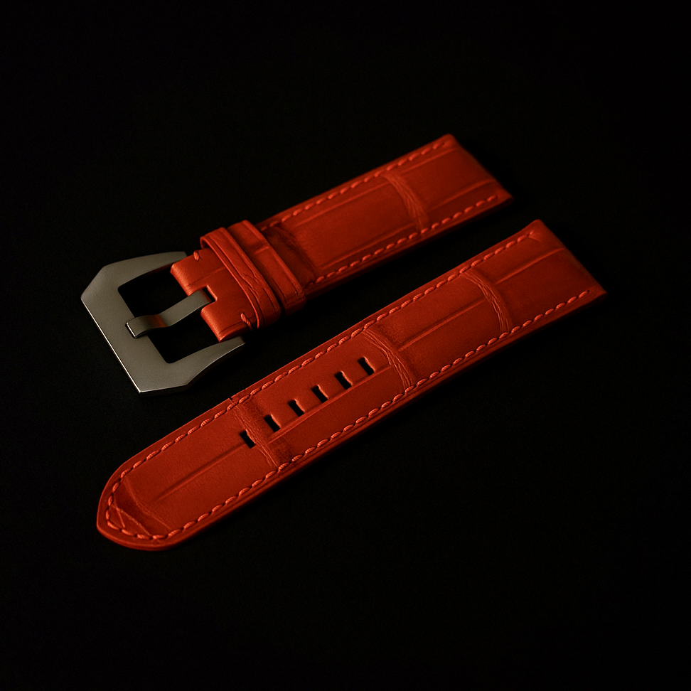 ORANGE CROCODILE BELLY LEATHER STRAP