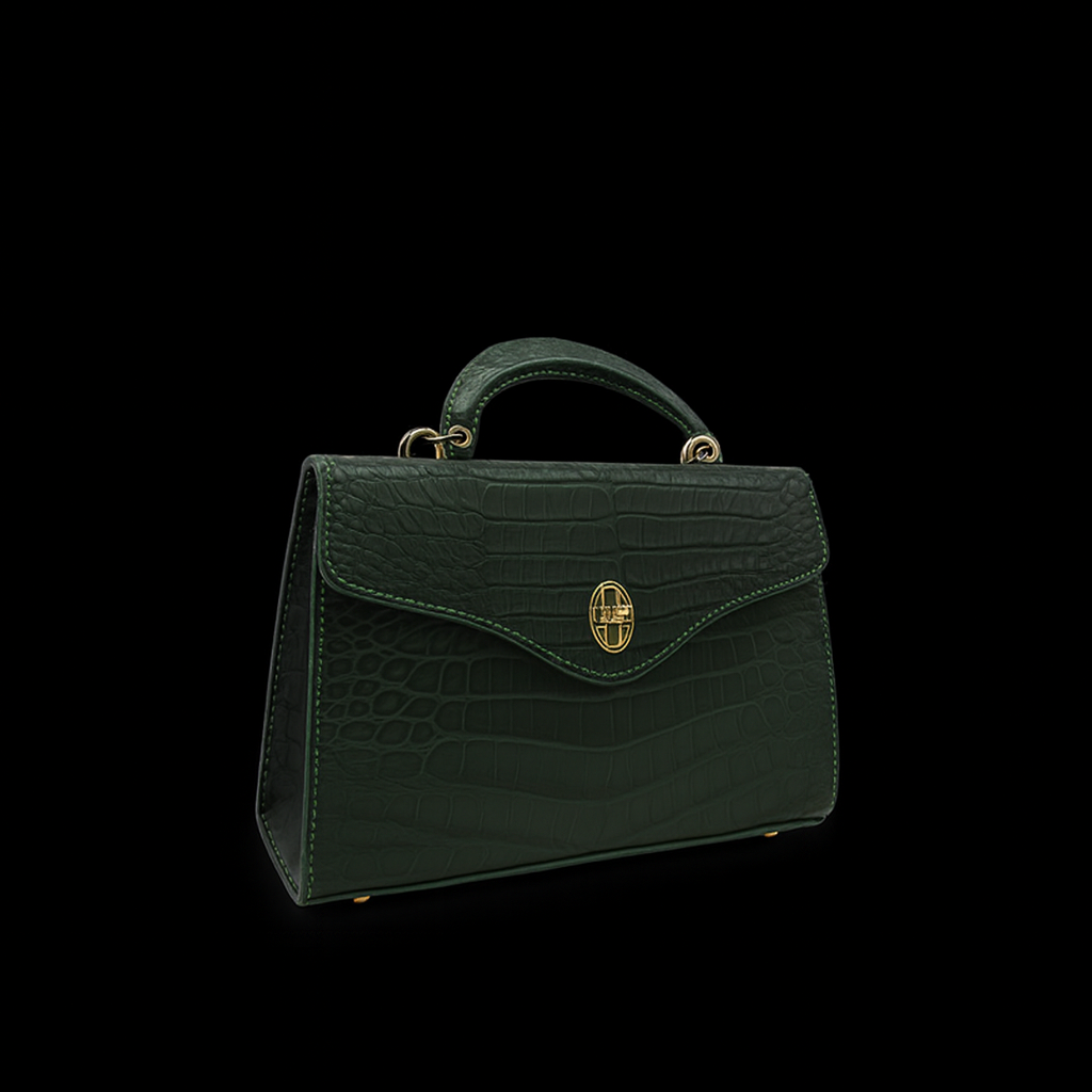 GREEN HANDMADE GENUINE CROCODILE BAG