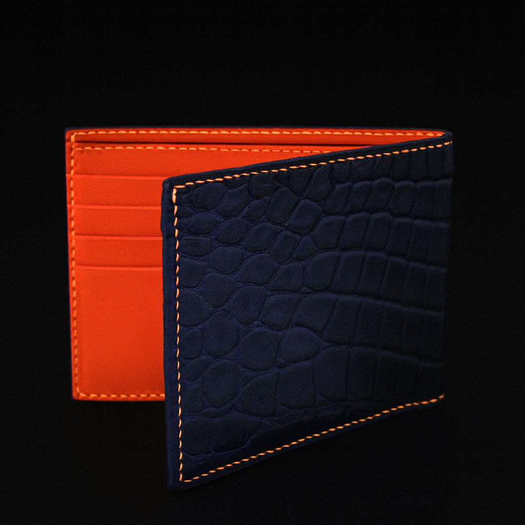 BLUE CROCODILE LEATHER WALLET