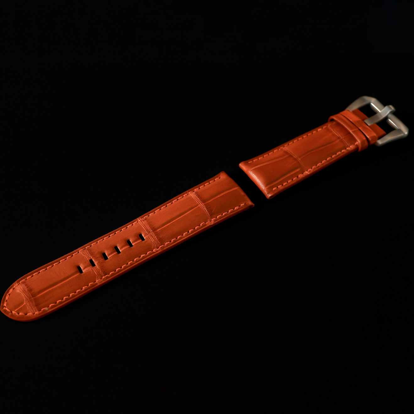 ORANGE CROCODILE BELLY LEATHER STRAP