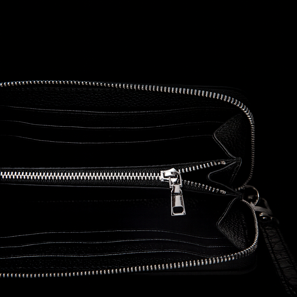 Black Crocodile leather long wallet