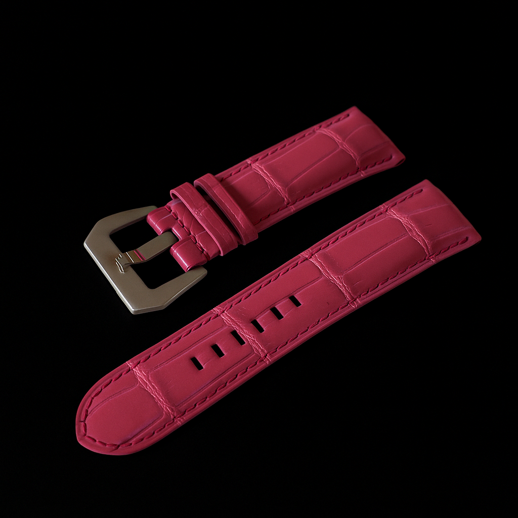 PINK CROCODILE BELLY LEATHER STRAP