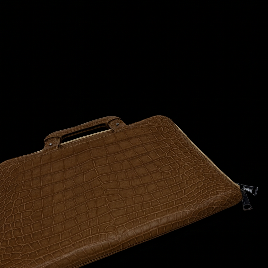 BROWN HANDMADE GENUINE CROCODILE BAG