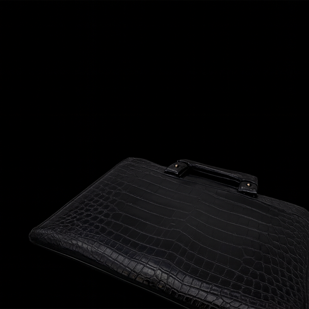 BLACK HANDMADE GENUINE CROCODILE BAG